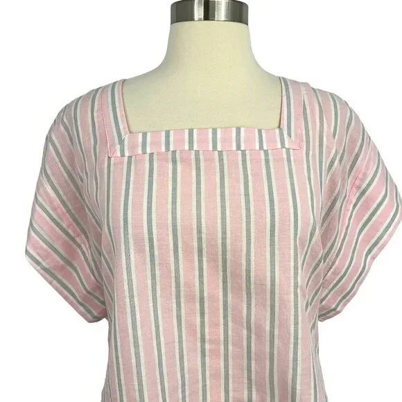 Mable Size S Sydney Square Neck Top & Skirt Set Pink Grey Stripe 100% Cotton - Picture 10 of 16